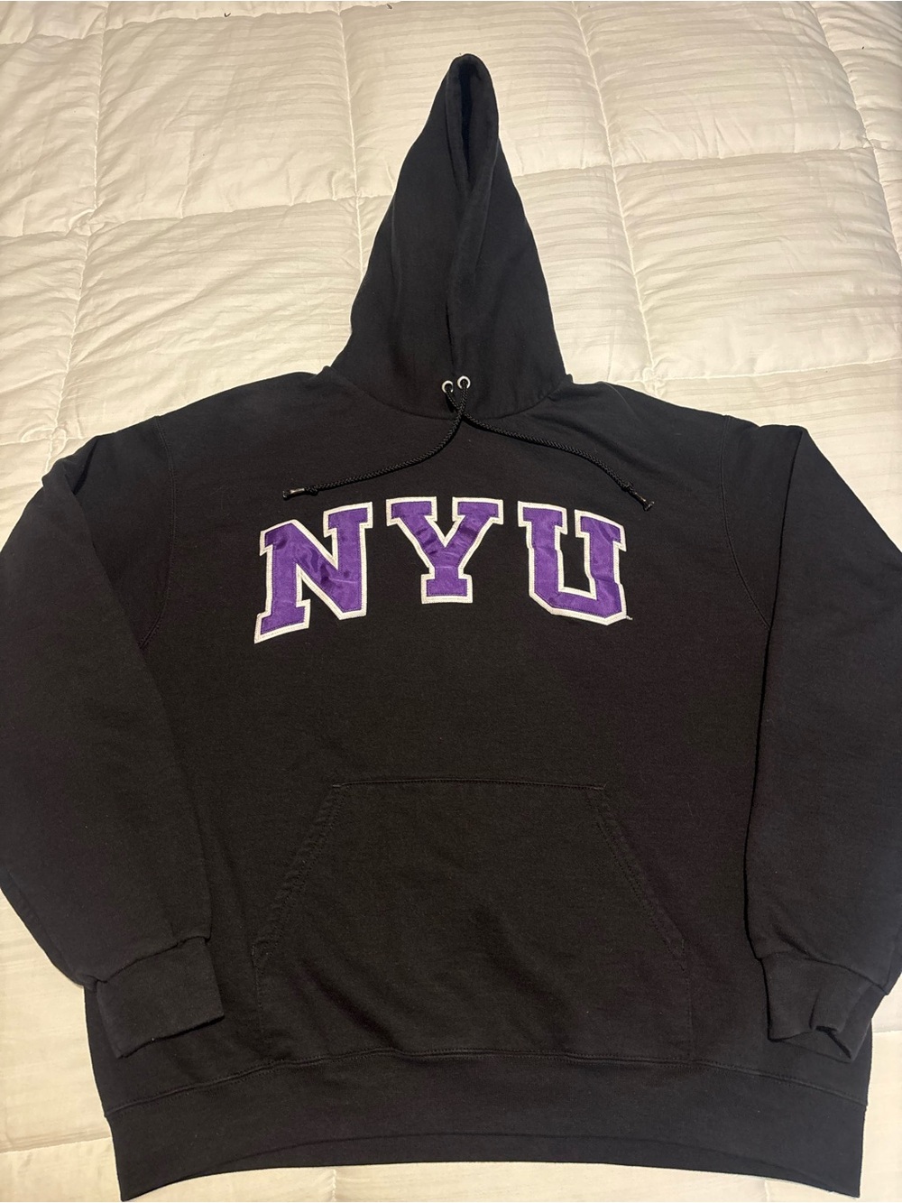 NYU New York University Embroidered Champion College Hoodie Size Large